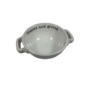 Mud Pie Thanks and Giving Dip Bowl Small White Thanksgiving Serving Dish